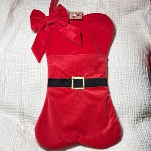 Festive Red Dog Christmas Stocking with Bow